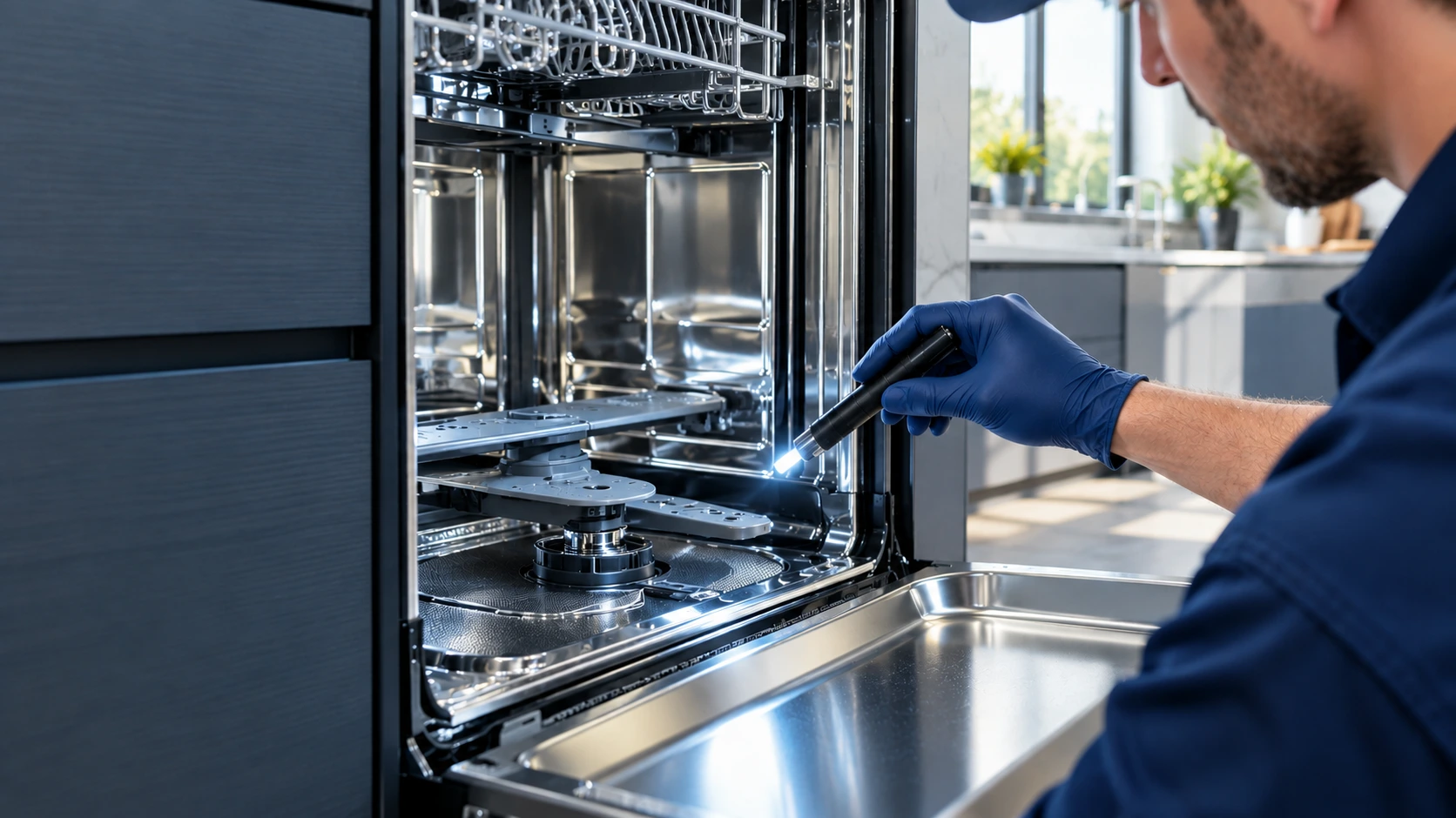 Dishwasher repair service workspace